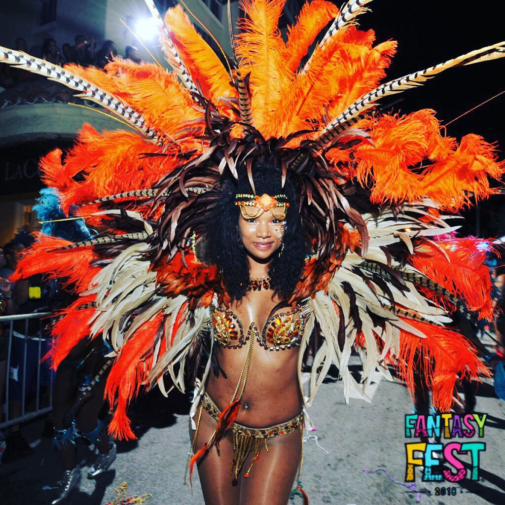 Woman in Carnivale costume.