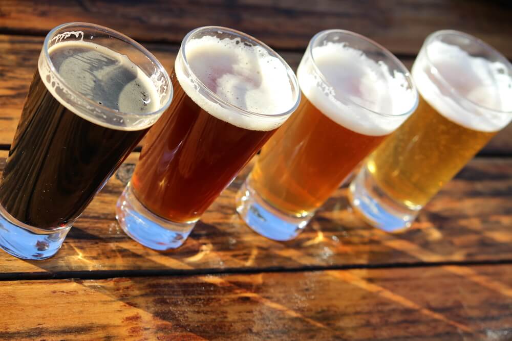 several beers in a line