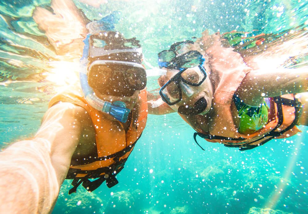 Two people snorkeling in Key West waters.